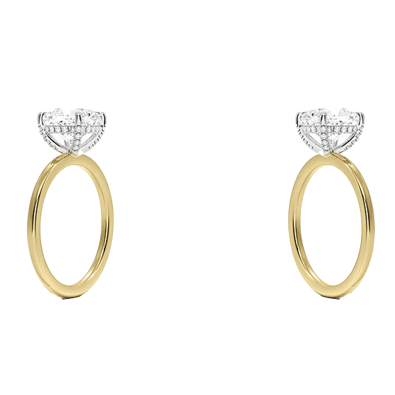 Solitaire 2ct E VVS2  Mixed Metal 2-Tone Cushion Cut Lab Diamond Engagement Ring (CU 5118)