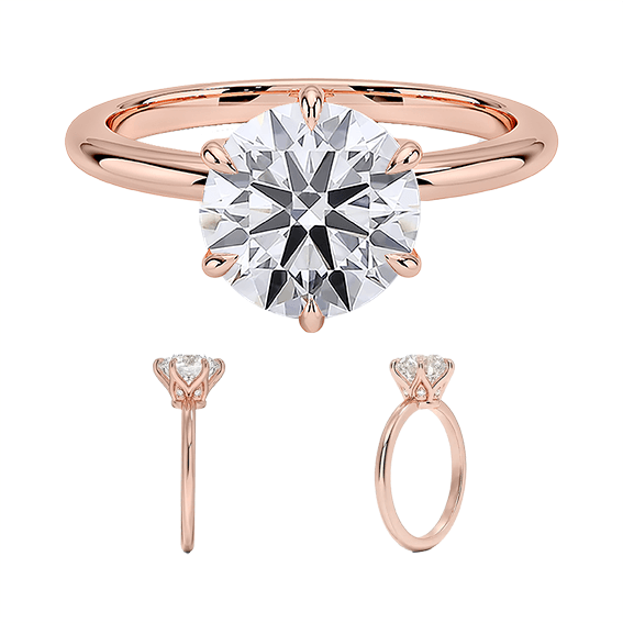Secret Halo Six-Prong 14k 1ct D VVS1 Solitaire Round Brilliant Cut Lab Diamond Engagement Ring (RD 1129)