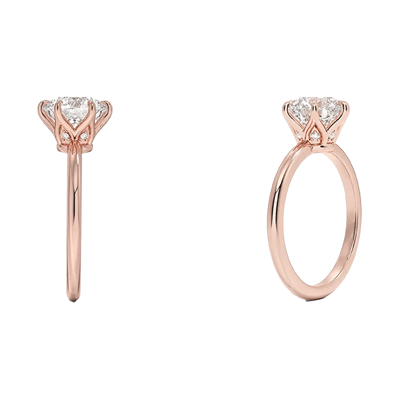 Secret Halo Six-Prong 14k 1ct D VVS1 Solitaire Round Brilliant Cut Lab Diamond Engagement Ring (RD 1129)