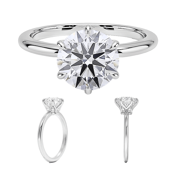 Secret Halo Six-Prong 14k 1ct D VVS1 Solitaire Round Brilliant Cut Lab Diamond Engagement Ring (RD 1129)
