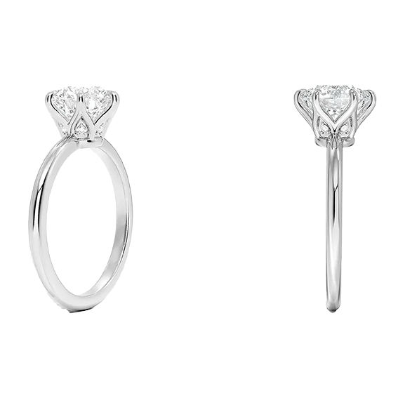 Secret Halo Six-Prong 14k 1ct D VVS1 Solitaire Round Brilliant Cut Lab Diamond Engagement Ring (RD 1129)