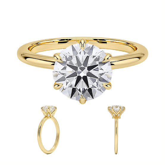 Secret Halo Six-Prong 14k 1ct D VVS1 Solitaire Round Brilliant Cut Lab Diamond Engagement Ring (RD 1129)
