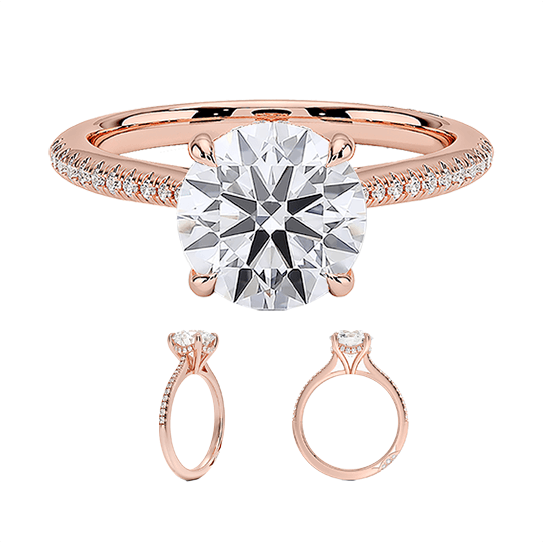 Classic 14K Center Stone 2ct E VVS2 Hidden Halo Four Prong Brilliand Round Lab Diamond Engagement Ring (RD 1153)