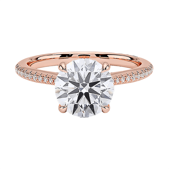 Classic 14K Center Stone 2ct E VVS2 Hidden Halo Four Prong Brilliand Round Lab Diamond Engagement Ring (RD 1153)