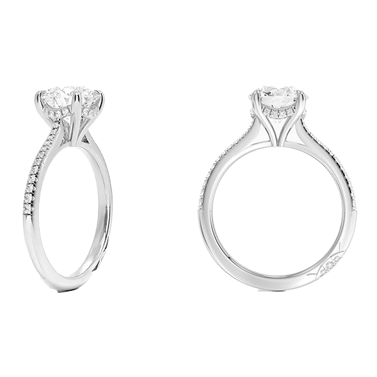 Classic 14K Center Stone 2ct E VVS2 Hidden Halo Four Prong Brilliand Round Lab Diamond Engagement Ring (RD 1153)