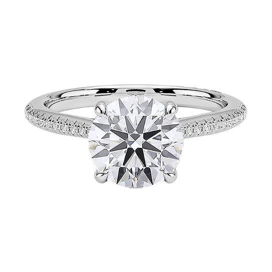 Classic 14K Center Stone 2ct E VVS2 Hidden Halo Four Prong Brilliand Round Lab Diamond Engagement Ring (RD 1153)