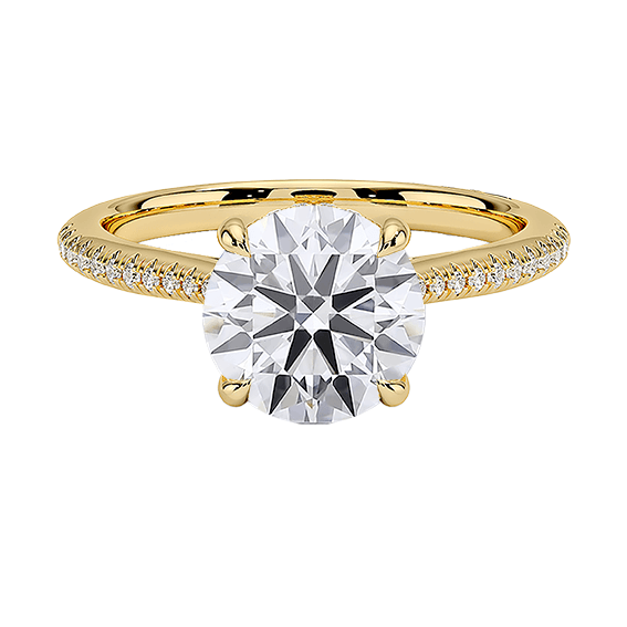 Classic 14K Center Stone 2ct E VVS2 Hidden Halo Four Prong Brilliand Round Lab Diamond Engagement Ring (RD 1153)
