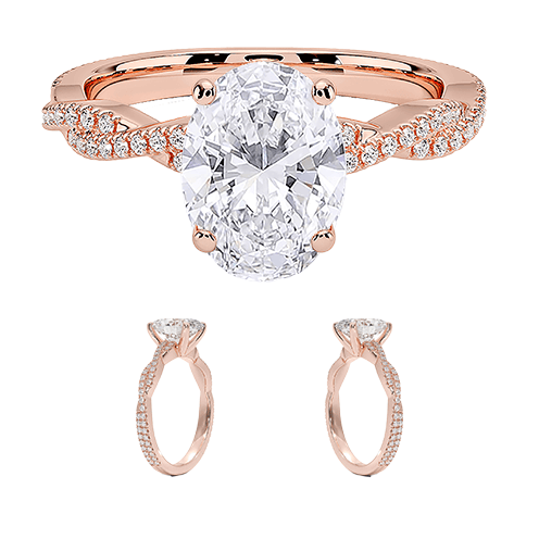 Adorned Luxe Petite Twisted Vine Lab Diamond Engagement Ring Oval Cut 2.5ct E VVS2  (OV 3138)