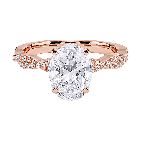 Adorned Luxe Petite Twisted Vine Lab Diamond Engagement Ring Oval Cut 2.5ct E VVS2  (OV 3138)
