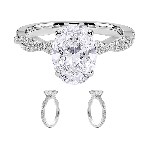 Adorned Luxe Petite Twisted Vine Lab Diamond Engagement Ring Oval Cut 2.5ct E VVS2  (OV 3138)