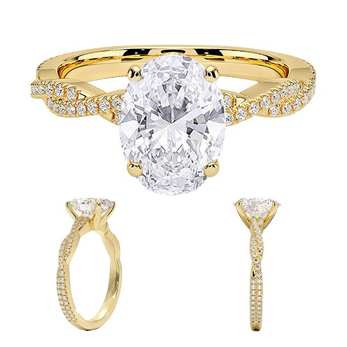 Adorned Luxe Petite Twisted Vine Lab Diamond Engagement Ring Oval Cut 2.5ct E VVS2  (OV 3138)