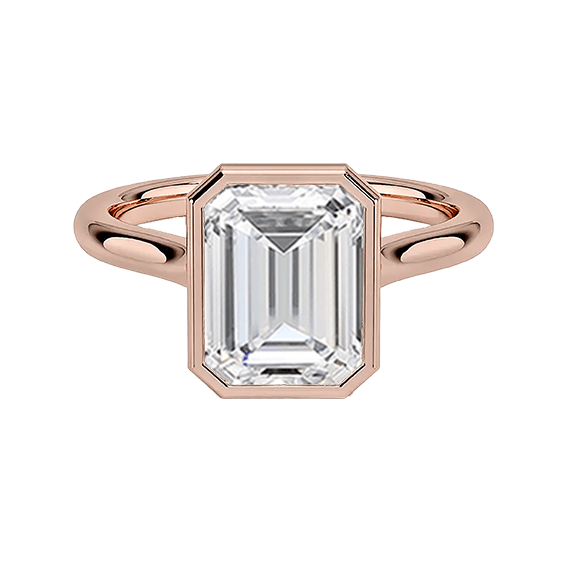 14k 2.7ct Emerald Bezel Setting Engagement Ring Lab Diamond (EM 4180)