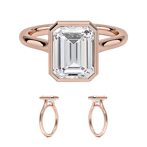 14k 2.7ct Emerald Bezel Setting Engagement Ring Lab Diamond (EM 4180)
