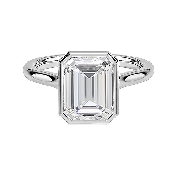 14k 2.7ct Emerald Bezel Setting Engagement Ring Lab Diamond (EM 4180)