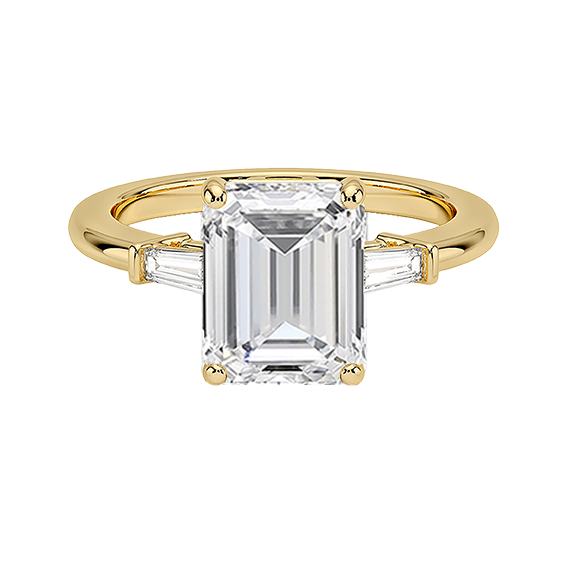 High Profile 2.5ct E VVS2  Emerald Tapered Baguette Diamond Engagement Ring Lab Diamond (EM 4121)