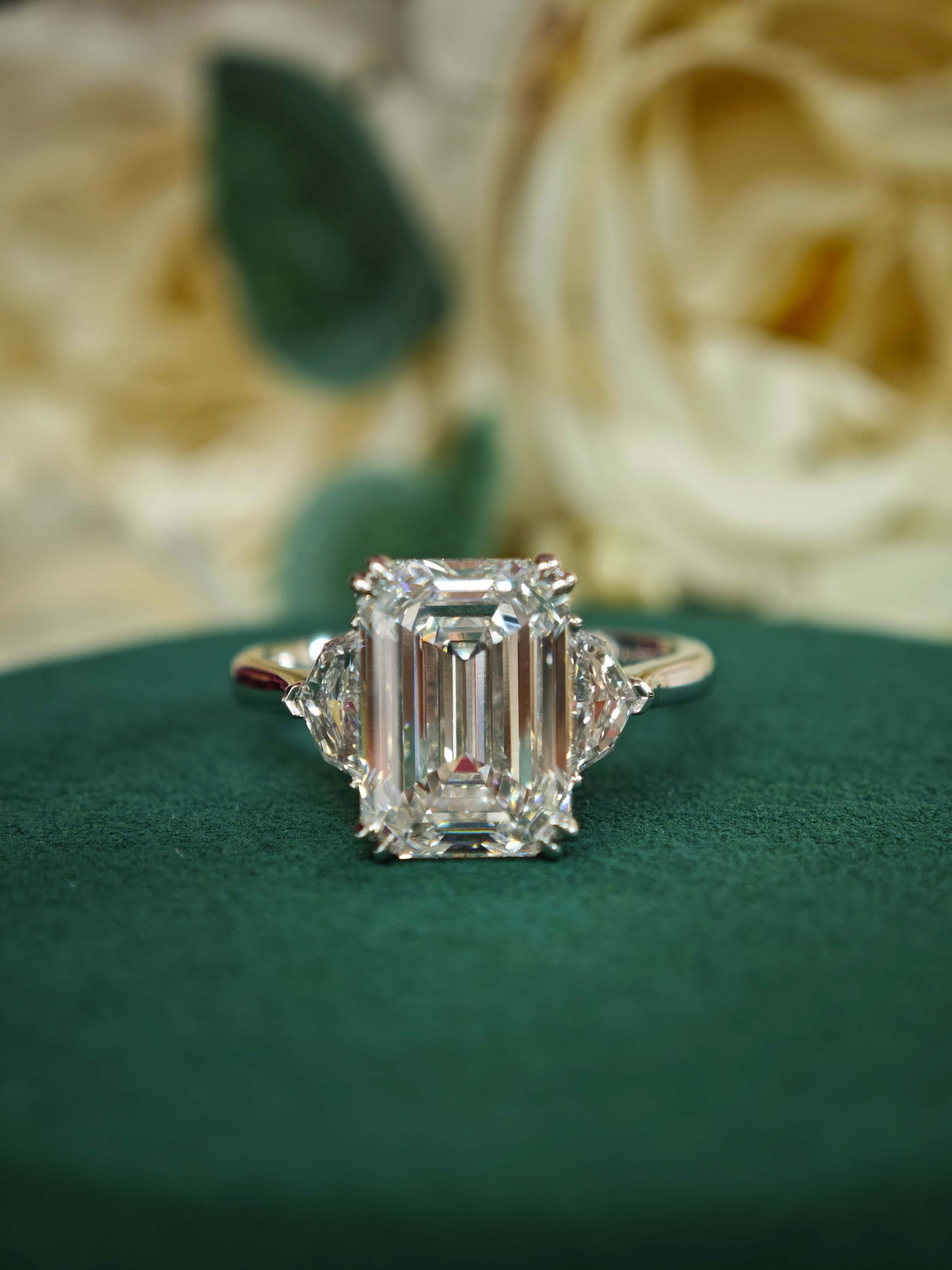 14K 3ct Lab Emerald Cut Diamond Engagement Ring: E VVS2  (EMX5120)