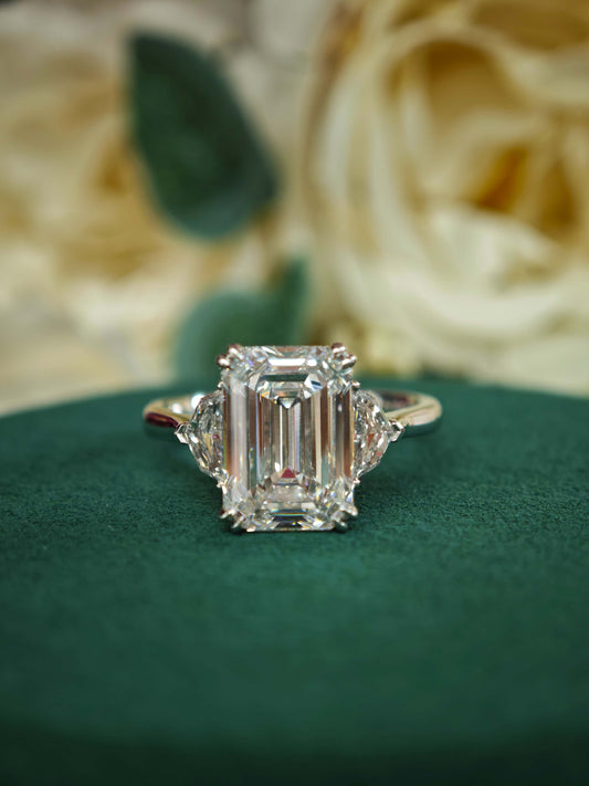 14K 3ct Lab Emerald Cut Diamond Engagement Ring: E VVS2  (EMX5120)