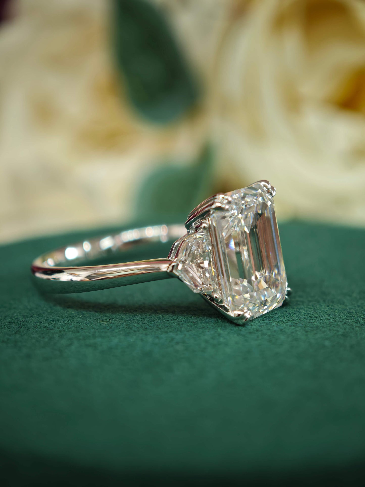 14K 3ct Lab Emerald Cut Diamond Engagement Ring: E VVS2  (EMX5120)