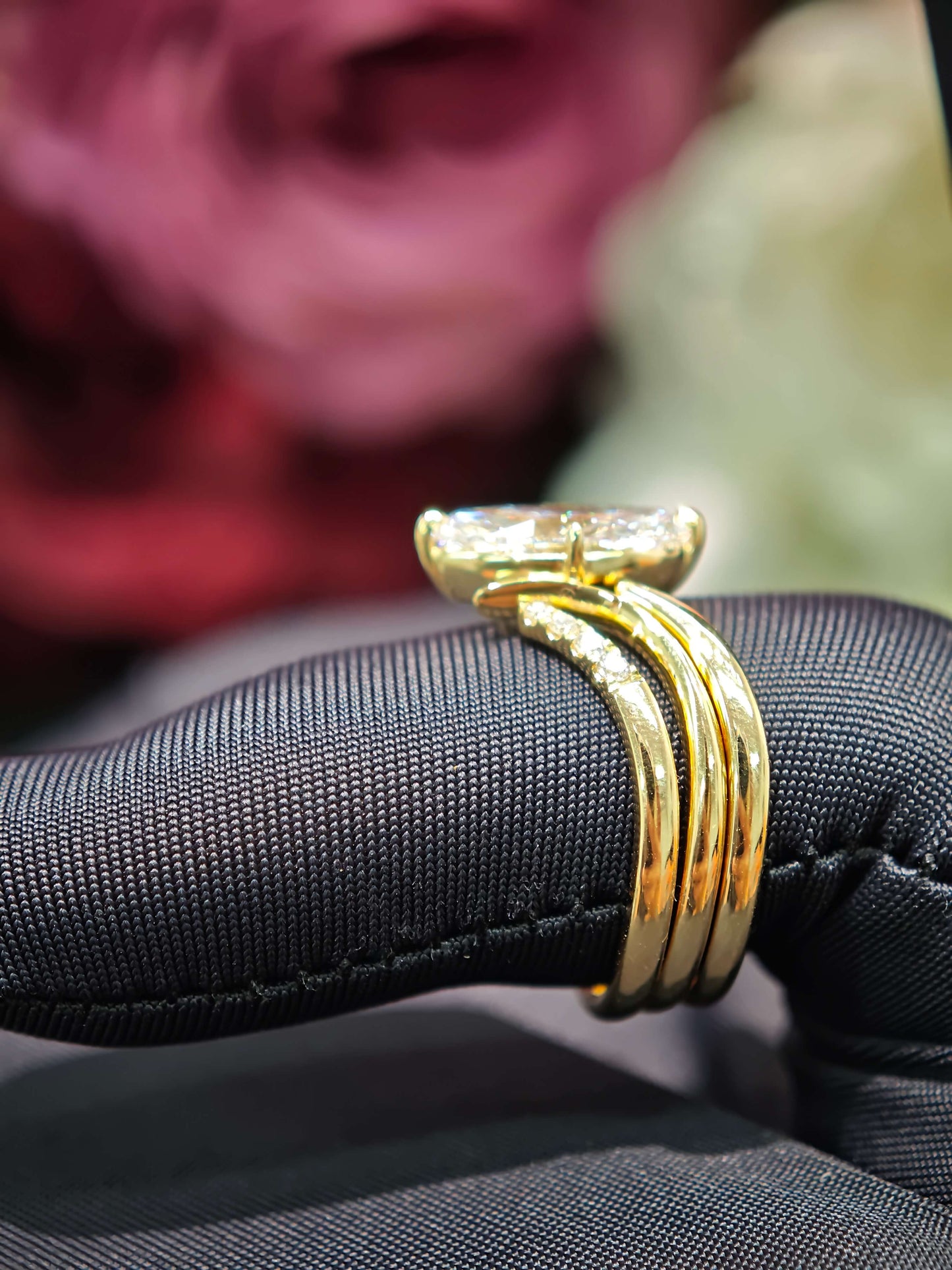 14K Gold V-Shape Lab Marquise Diamond Ring Trio 1.5ct F vs1  (MARX 8120)