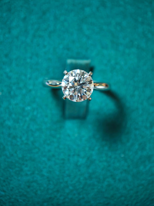 2ct D Color Round Brilliant Pt950 Solitaire Ring with Four-Prong Setting  ( RO 889 )