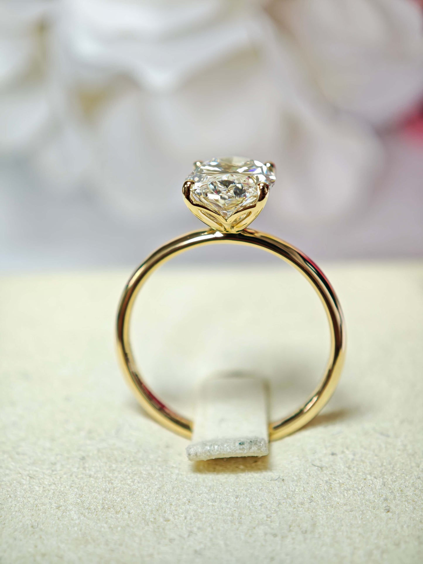 3CT Oval Lab-Grown Diamond Ring with Petal Setting in 14K Gold   (OVX 0012)