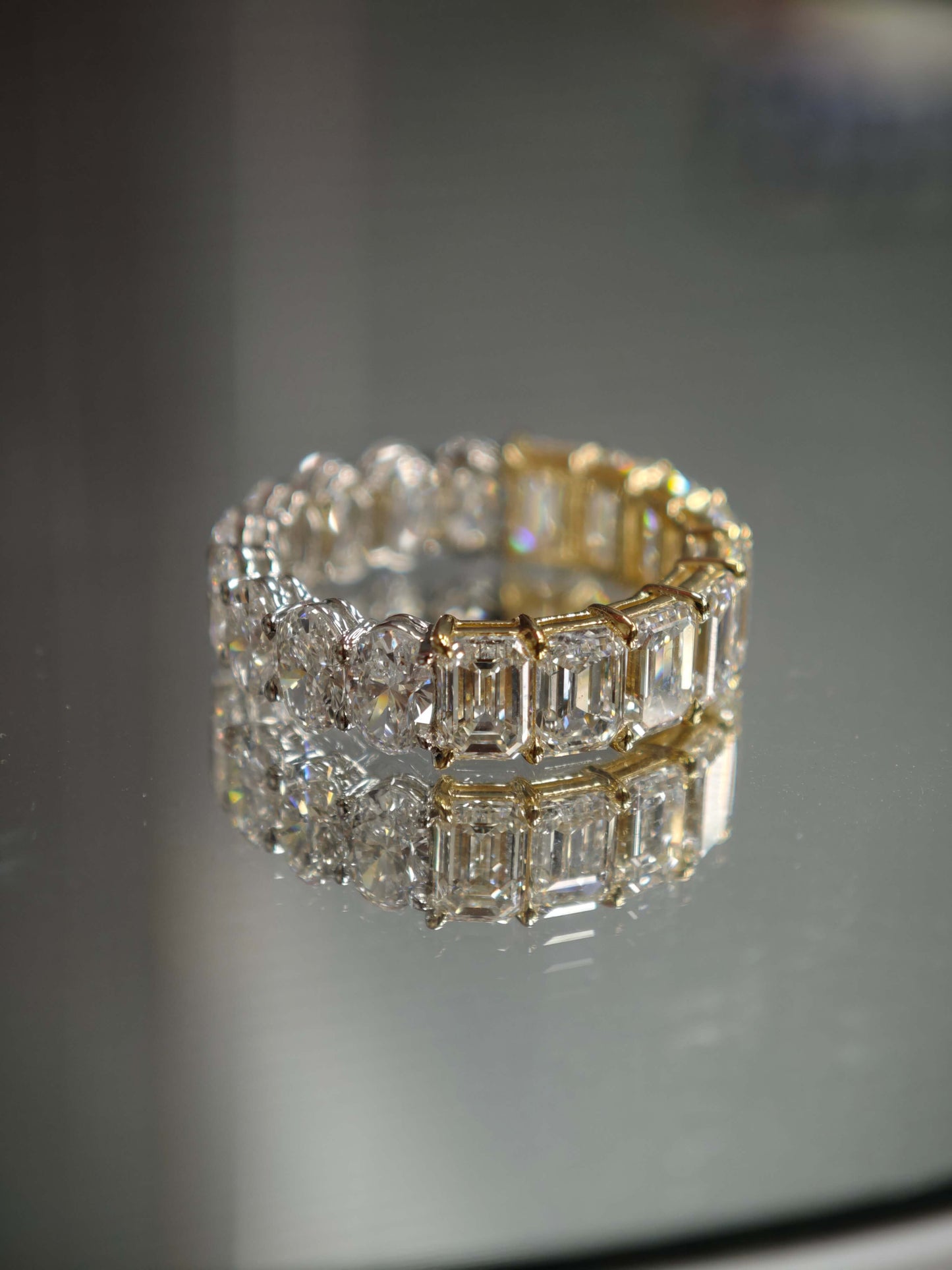 Solid 18K Gold Two-Tone Lab Diamond Eternity Band Ring (BMX 0980)