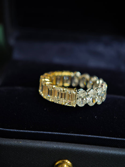 Solid 18K Gold Two-Tone Lab Diamond Eternity Band Ring (BMX 0980)