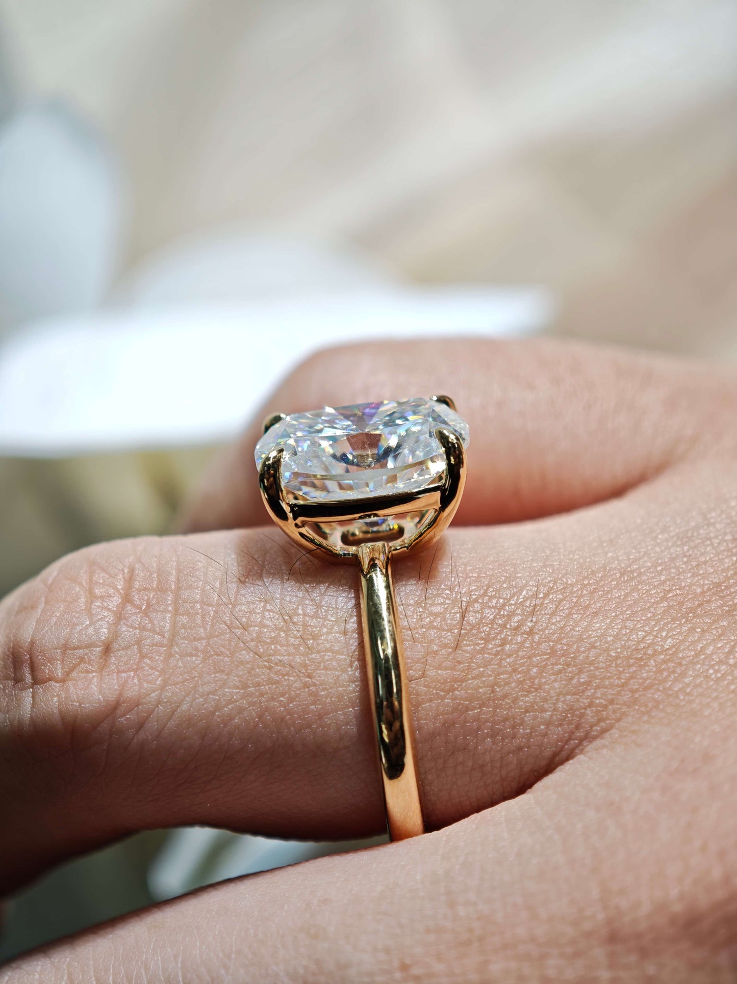 5.0ct Cushion Lab Diamond Engagement Ring, 14K Gold, VS1 Clarity( CUX 0894 )