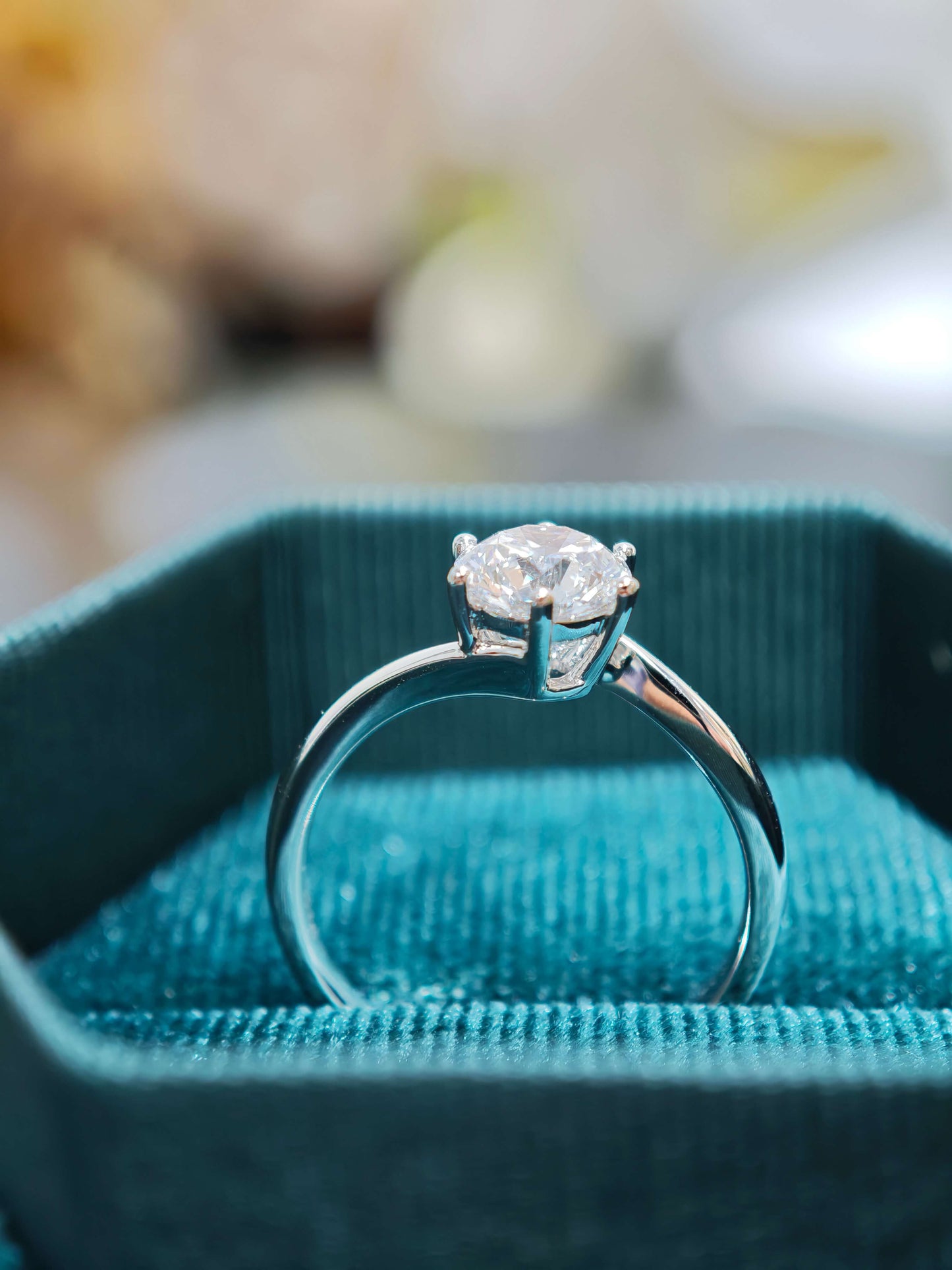 0.75 Lab Grown Diamond Engagement Ring: Handmade 14K Yellow Gold Twisted Band ( ROX 0893 )