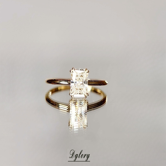 1.5CT Center Radiant Moissanite D VVS1, 14K Gold, Moissanie Radiant Cut, Double Claw, Hidden Halo, Moissanite Engagement Ring, GRA Certified