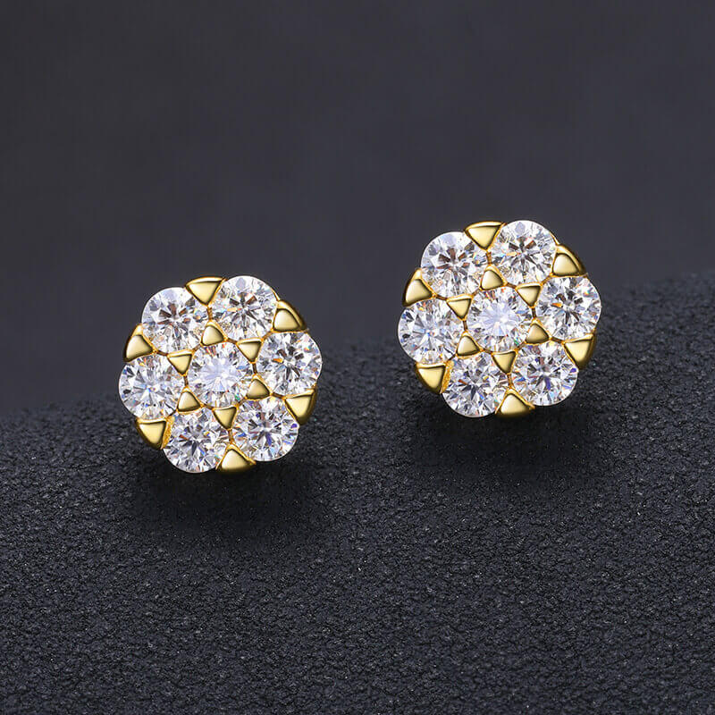 Classic Men's Studs Earrings Black Moissanite S925 Sterling Silver (BMS129)