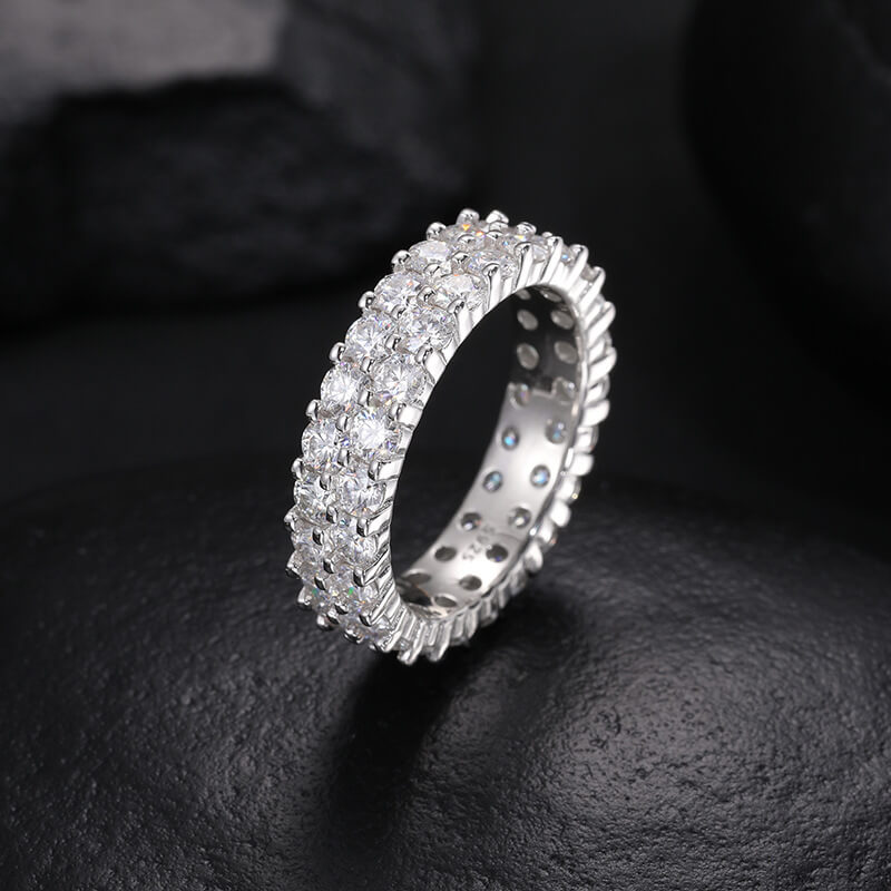 Classic Men's Eternal Double Band Moissanite Ring S925 Sterling Silver (BMS122)
