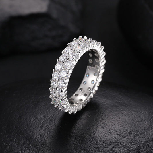 Classic Men's Eternal Double Band Moissanite Ring S925 Sterling Silver (BMS122)