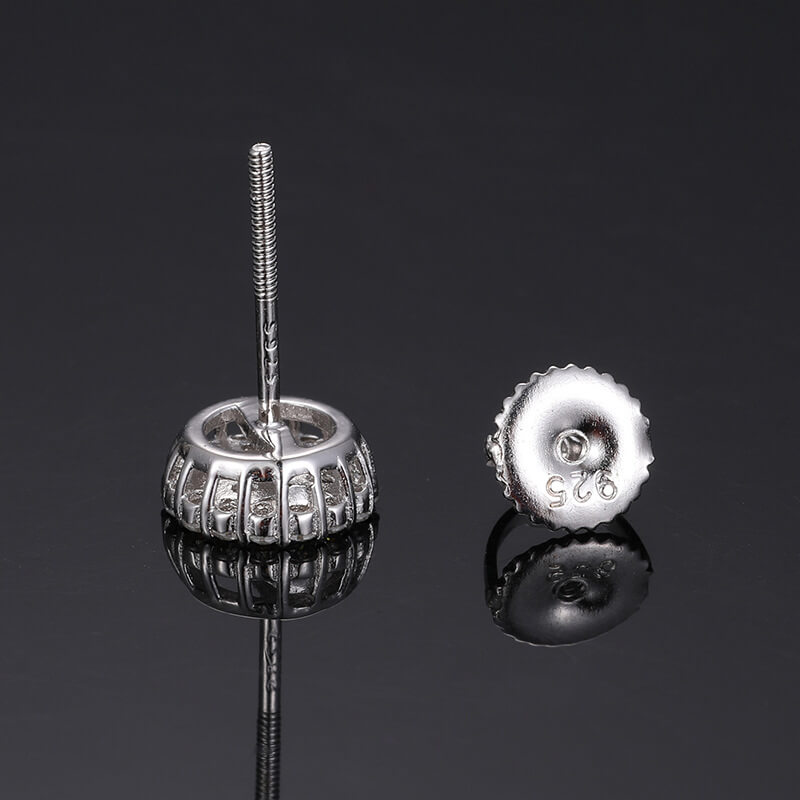 Classic Men's Studs Earrings Black Moissanite S925 Sterling Silver (BMS128)