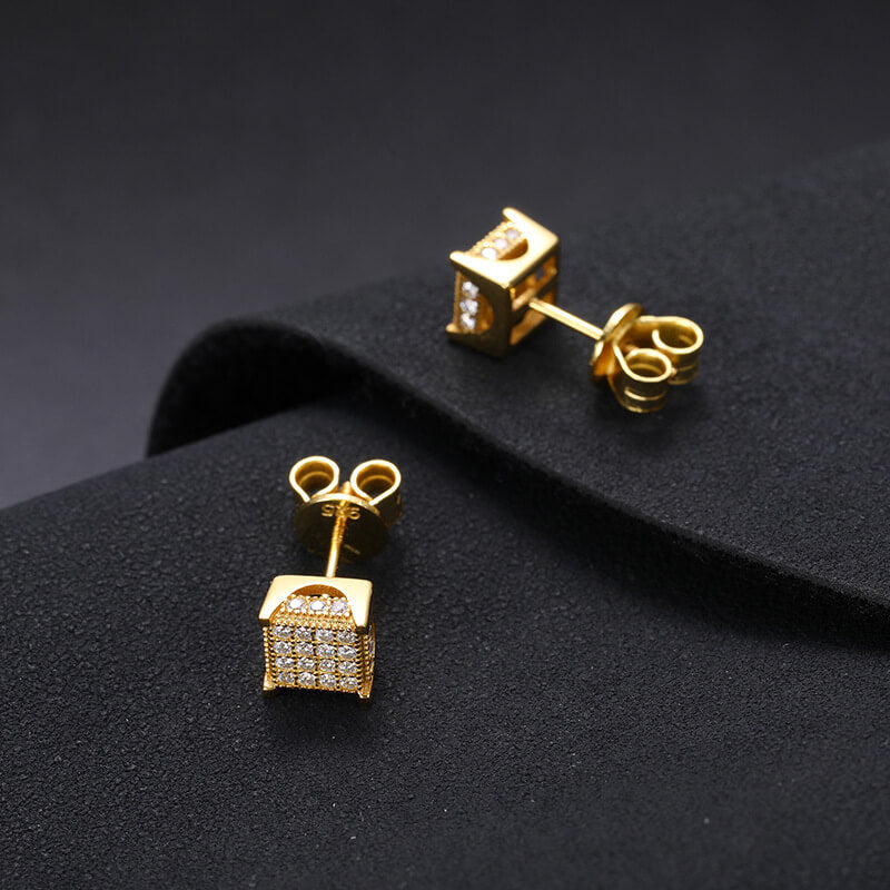 Classic Men's Studs Earrings Black Moissanite S925 Sterling Silver (BMS131)