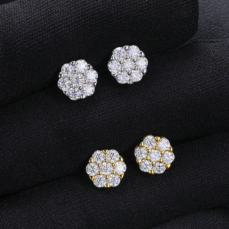 Classic Men's Studs Earrings Black Moissanite S925 Sterling Silver (BMS129)