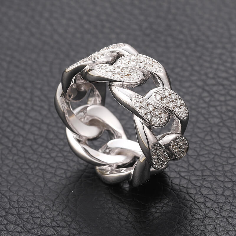 Classic Men's Miami Band Moissanite Ring S925 Sterling Silver (BMS123)