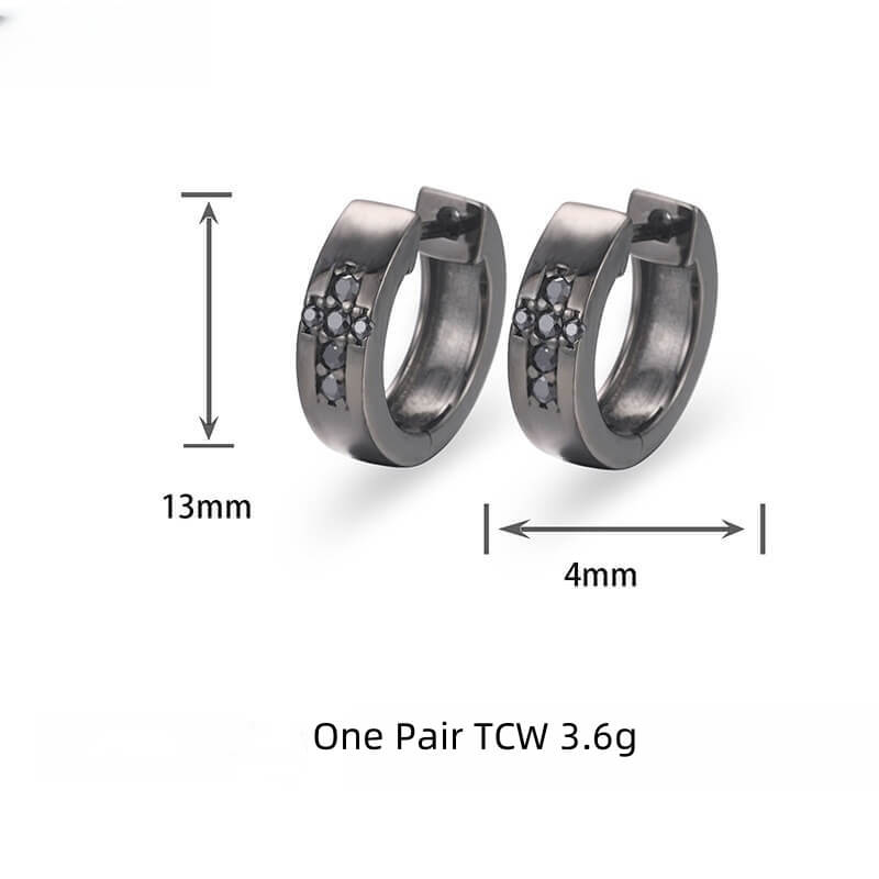 Classic Men's Studs Earrings Black Moissanite S925 Sterling Silver (BMS125)