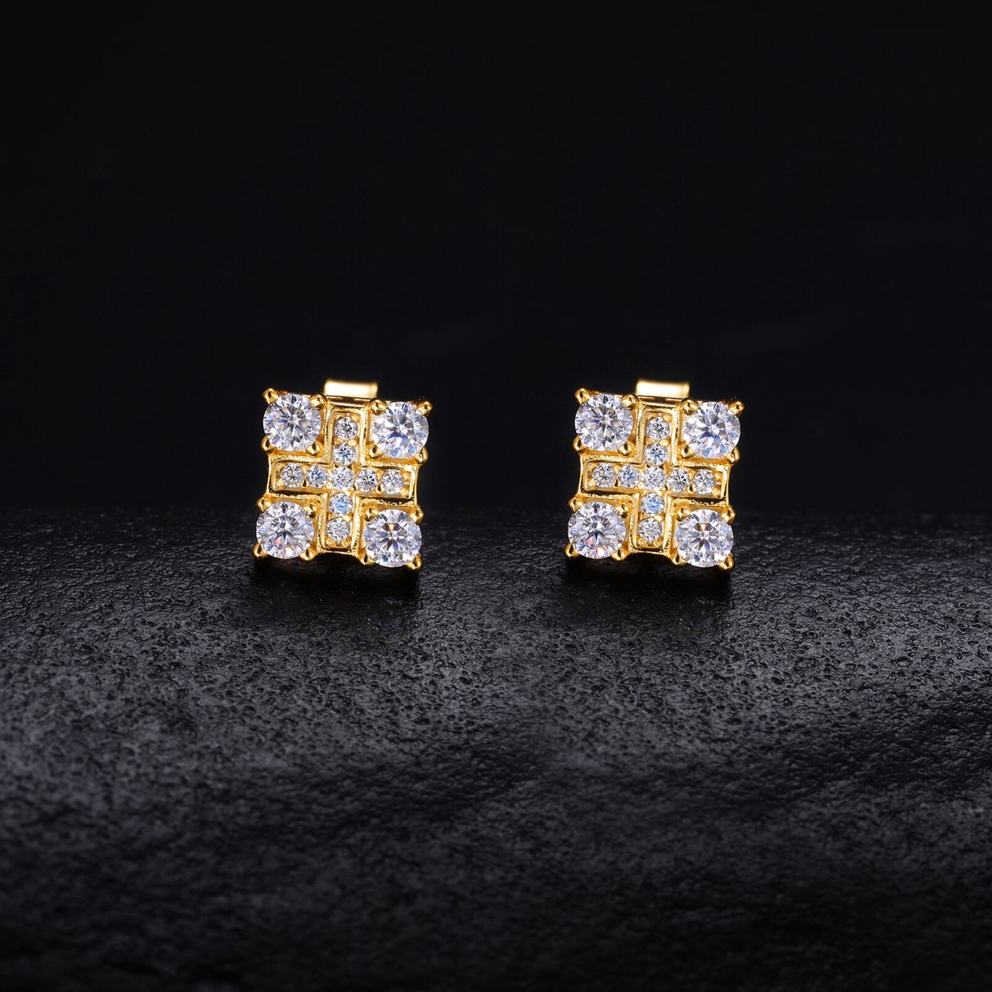 Classic Men's Studs Earrings Black Moissanite S925 Sterling Silver (BMS127)