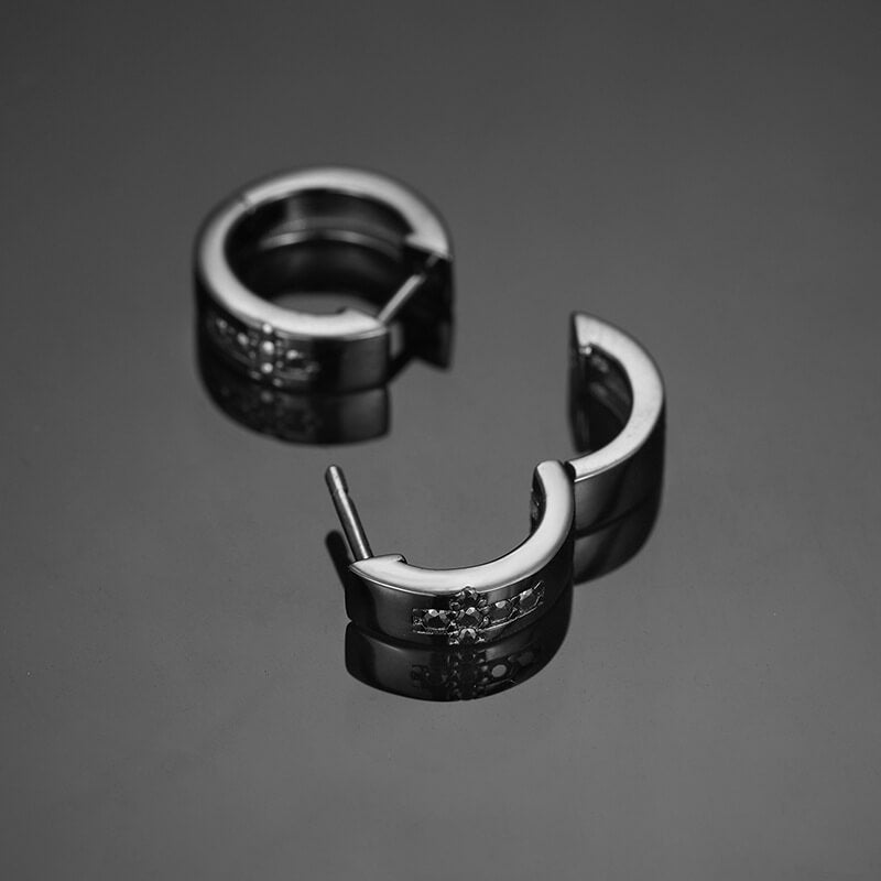 Classic Men's Studs Earrings Black Moissanite S925 Sterling Silver (BMS125)