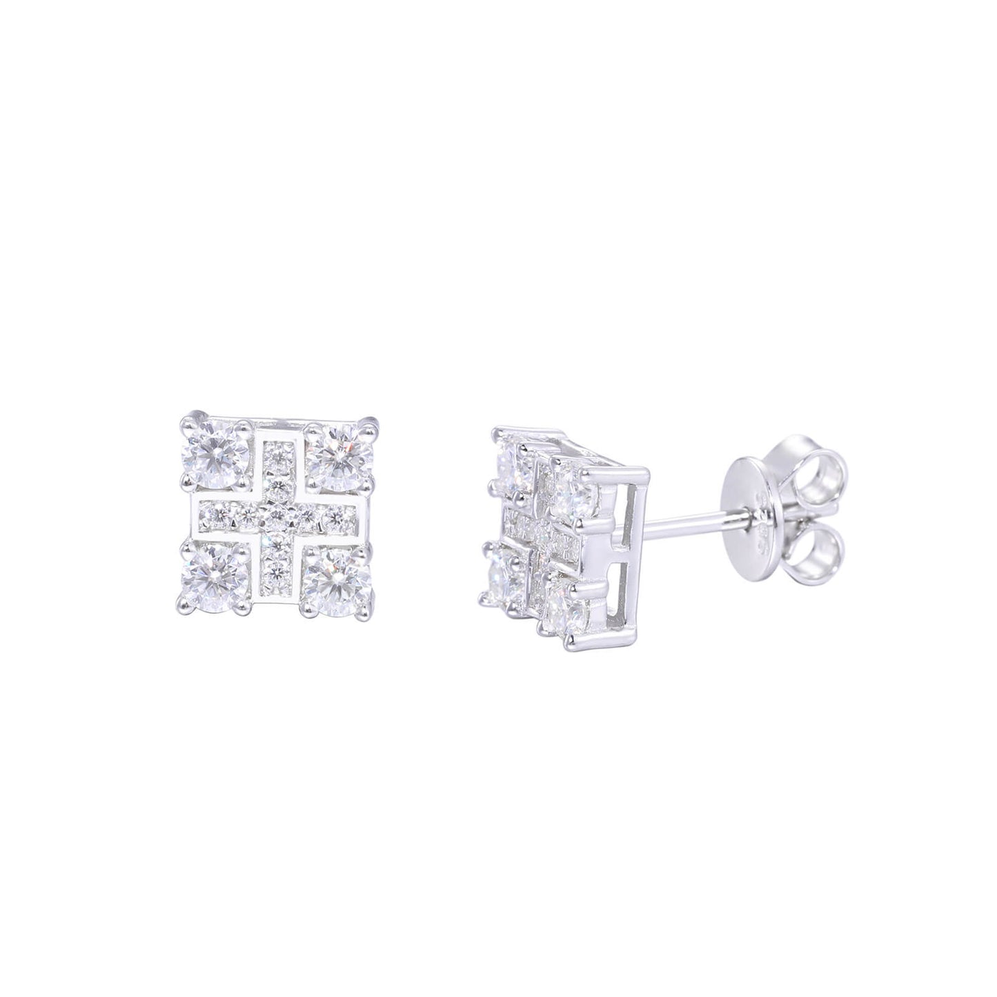 Classic Men's Studs Earrings Black Moissanite S925 Sterling Silver (BMS127)