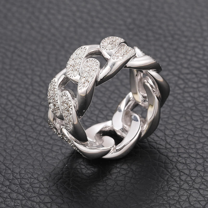 Classic Men's Miami Band Moissanite Ring S925 Sterling Silver (BMS123)