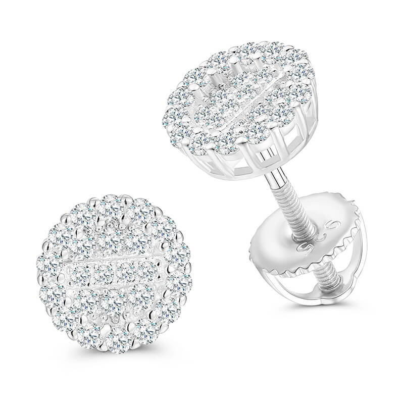 Classic Men's Studs Earrings Black Moissanite S925 Sterling Silver (BMS128)