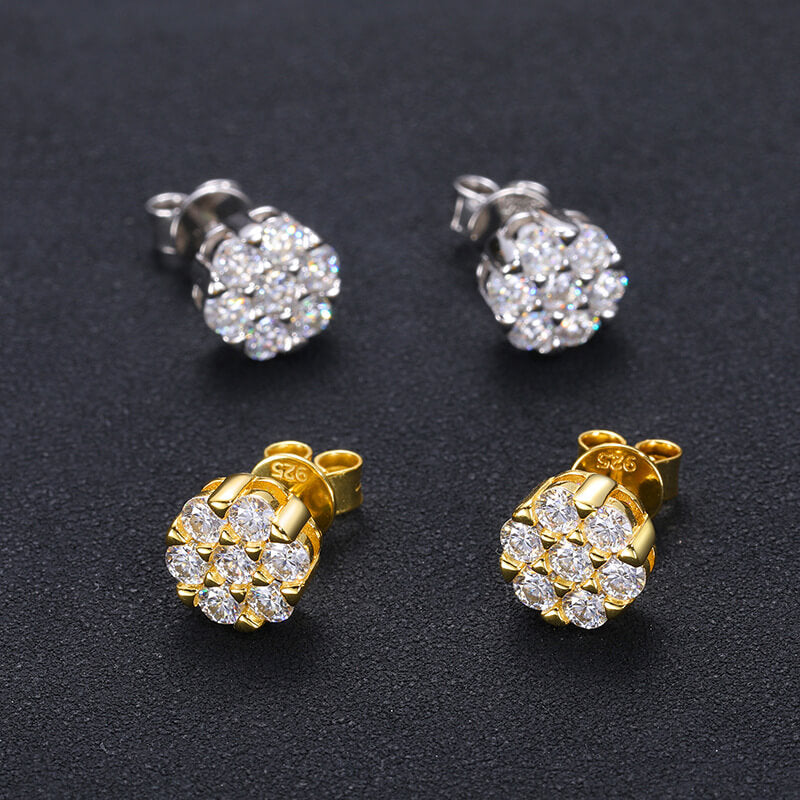 Classic Men's Studs Earrings Black Moissanite S925 Sterling Silver (BMS129)