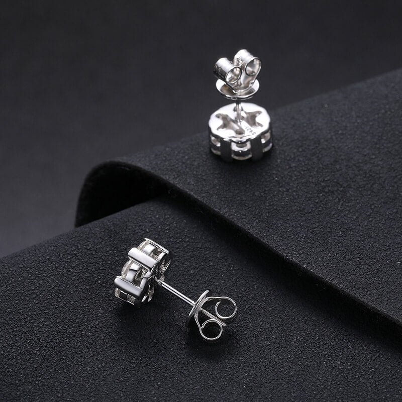 Classic Men's Studs Earrings Black Moissanite S925 Sterling Silver (BMS129)