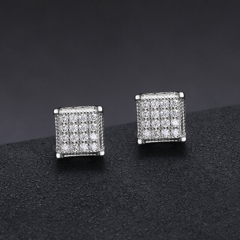 Classic Men's Studs Earrings Black Moissanite S925 Sterling Silver (BMS131)