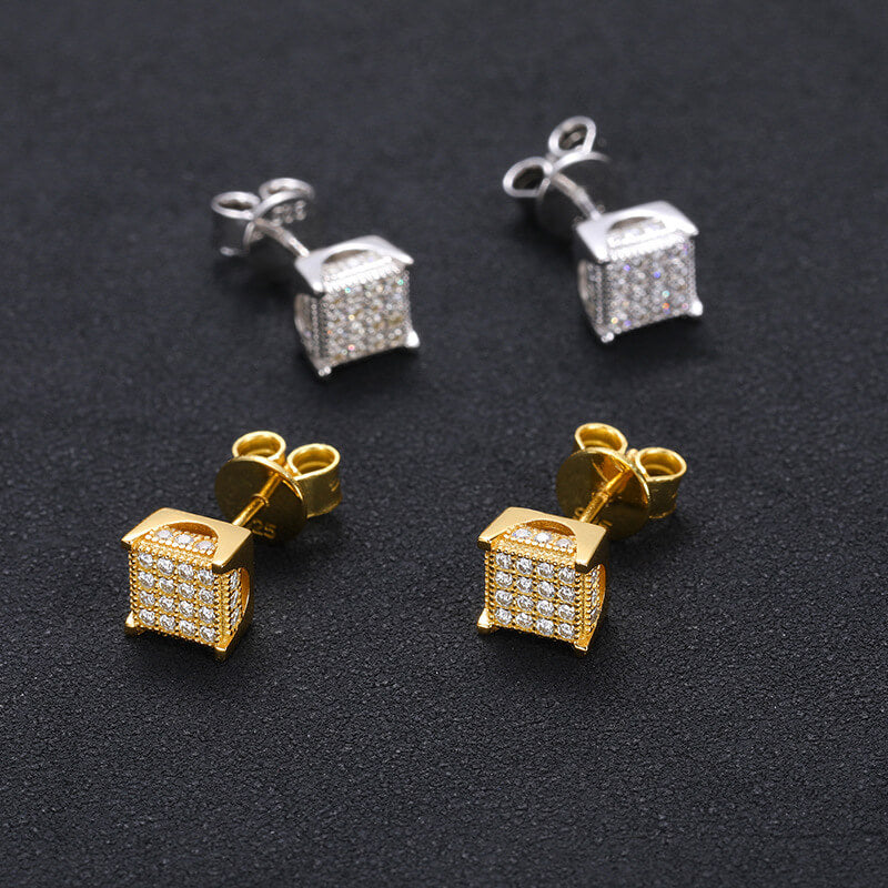 Classic Men's Studs Earrings Black Moissanite S925 Sterling Silver (BMS131)