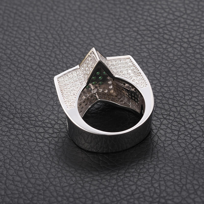 Classic Men's Green Star Moissanite Ring S925 Sterling Silver (BMS124)