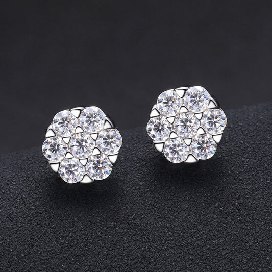Classic Men's Studs Earrings Black Moissanite S925 Sterling Silver (BMS129)