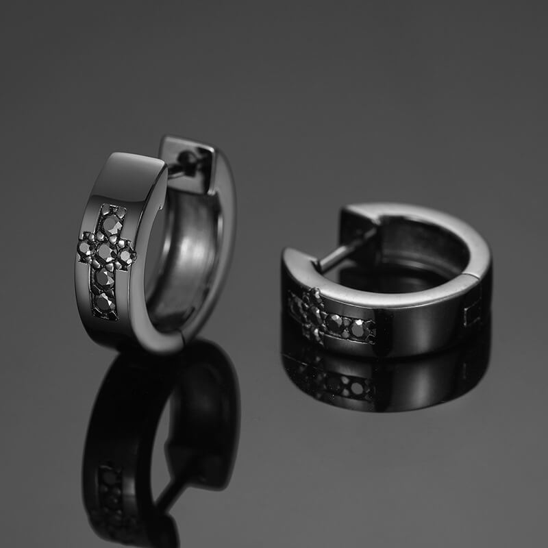 Classic Men's Studs Earrings Black Moissanite S925 Sterling Silver (BMS125)